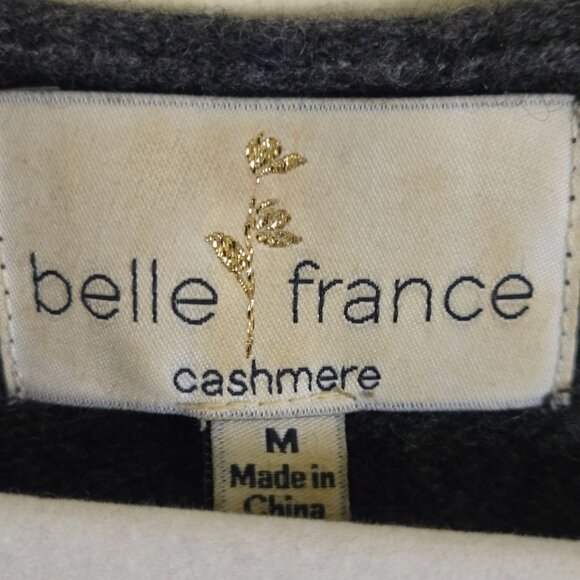 Belle France 100% Cashmere Charcoal Gray Open Front Cardigan Sweater Size M - Picture 5 of 6